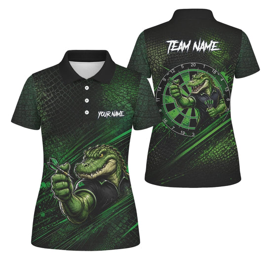 Personalisiertes Grün-schwarzes Alligator-Dartspieler-Dartshirt für Damen I987 - Outfitsuche