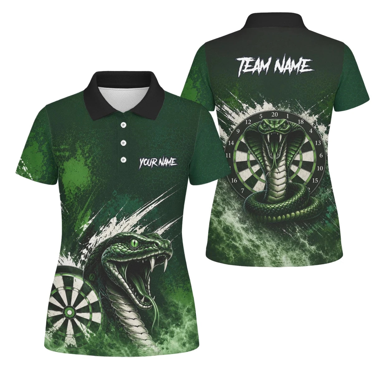 Personalisiertes Grün-schwarzes Kobra-Dartboard Dartshirt für Damen M244 - Outfitsuche