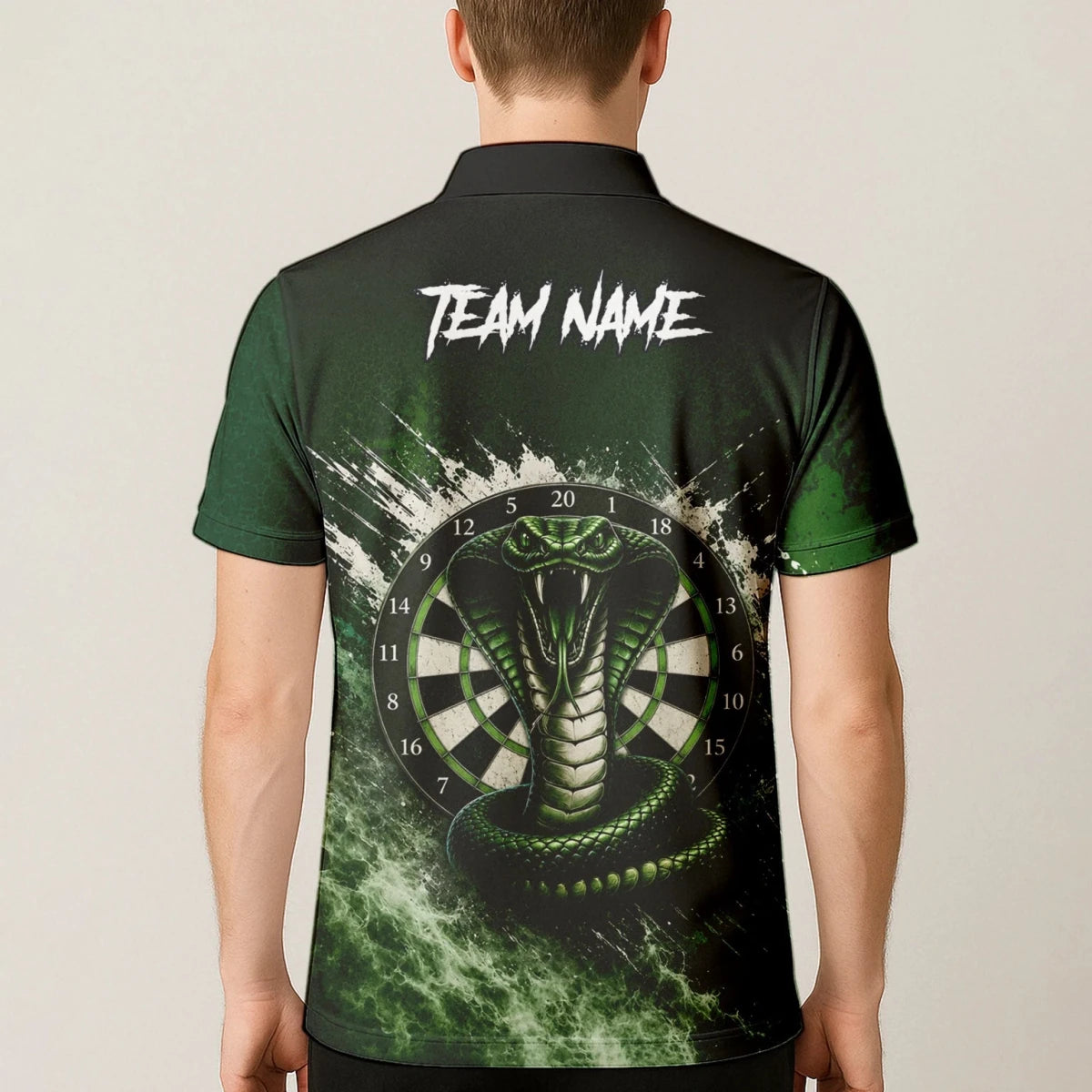 Personalisiertes Grün-schwarzes Kobra-Dartboard Dartshirt für Herren M244 - Outfitsuche