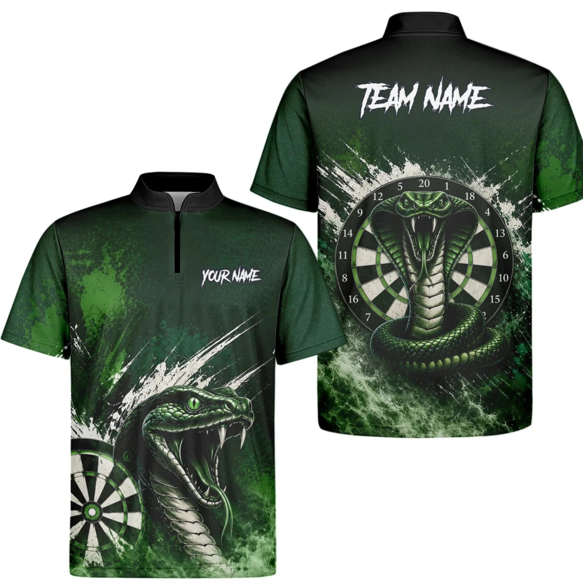 Personalisiertes Grün-schwarzes Kobra-Dartboard Dartshirt für Herren M244 - Outfitsuche