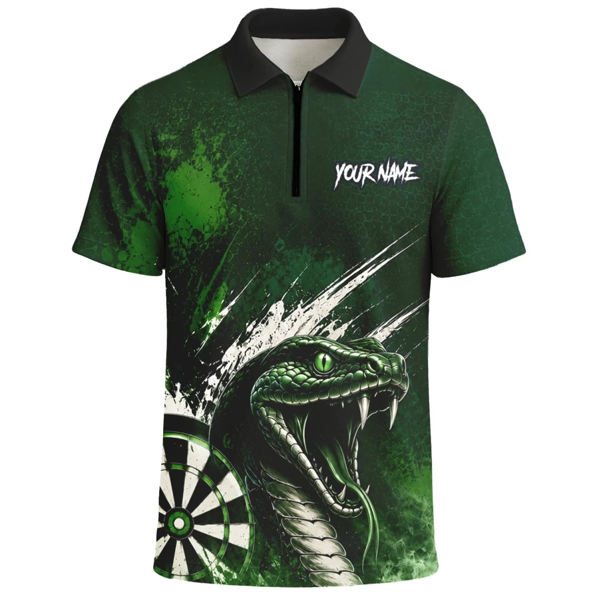 Personalisiertes Grün-schwarzes Kobra-Dartboard Dartshirt für Herren M244 - Outfitsuche