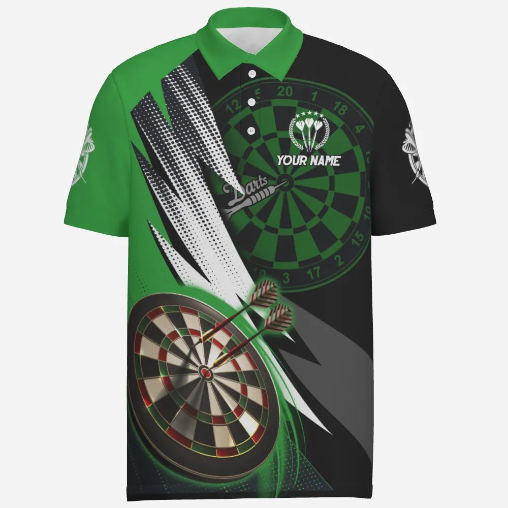 Personalisiertes grün-schwarzes Herren Darts Polo Shirt, individuell anpassbares cooles Darts Shirt für Männer, Team Trikot S608 - Outfitsuche