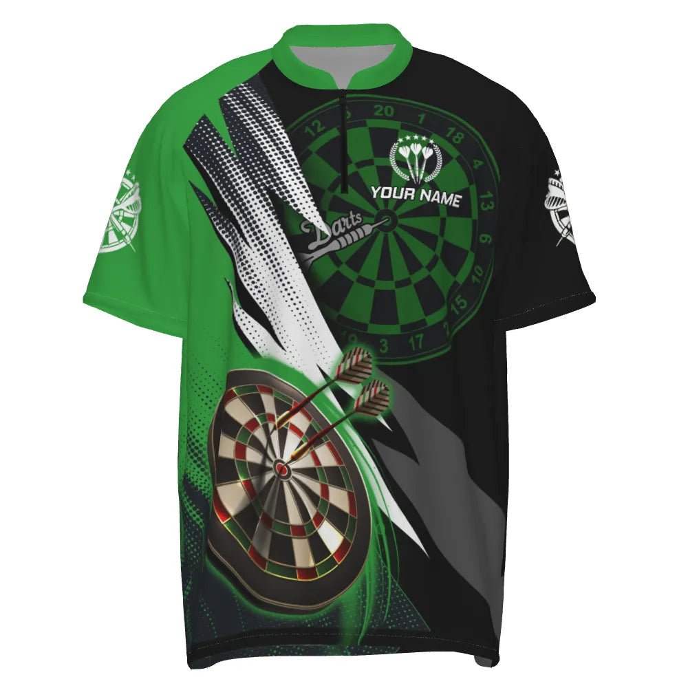 Personalisiertes grün-schwarzes Herren Darts Polo Shirt, individuell anpassbares cooles Darts Shirt für Männer, Team Trikot S608 - Outfitsuche