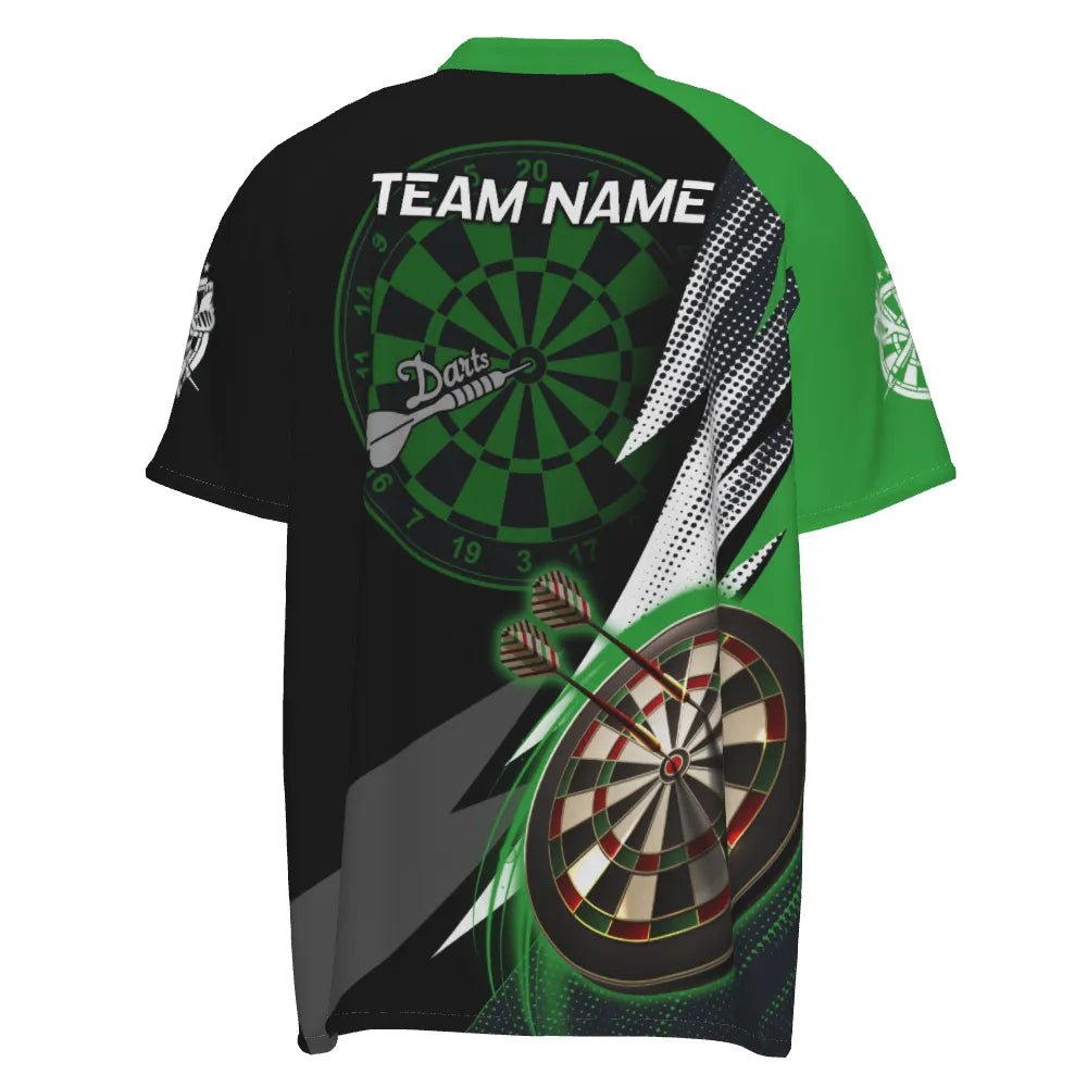 Personalisiertes grün-schwarzes Herren Darts Polo Shirt, individuell anpassbares cooles Darts Shirt für Männer, Team Trikot S608 - Outfitsuche