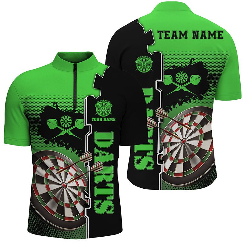 Personalisiertes Grün-Schwarzes Herren Darts Polo Shirt | Maßgeschneidertes Darts Shirt für Männer | Dart Team Trikot L1296 - Outfitsuche