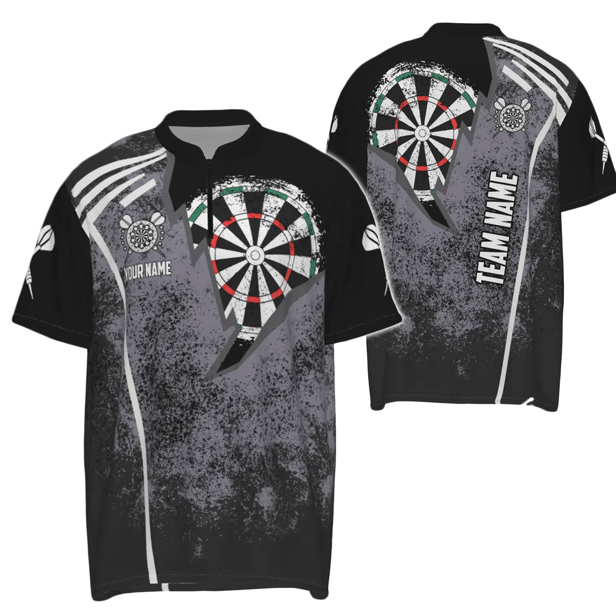 Personalisiertes Grunge-Darts-1/4-Zip-Shirt, individuell anpassbares Retro-Darts-Shirt für Herren, Dart-Trikot W616 z - Outfitsuche