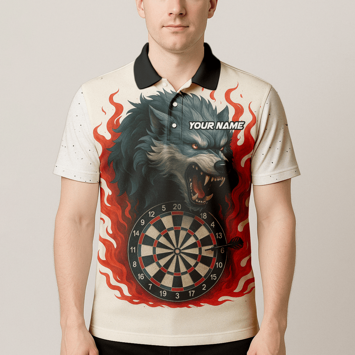Personalisiertes Herren Dart - Polo - Shirt mit Cartoon - Hai - Motiv & Wunschname – Schwarz - Blau L1234 - Outfitsuche