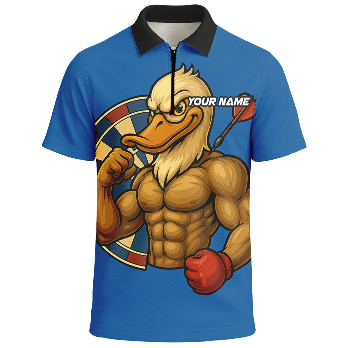 Personalisiertes Herren Dart - Polo Shirt mit Muskel - Ente – Blau Weiß | Custom Team Darts Trikot H2892 - Outfitsuche