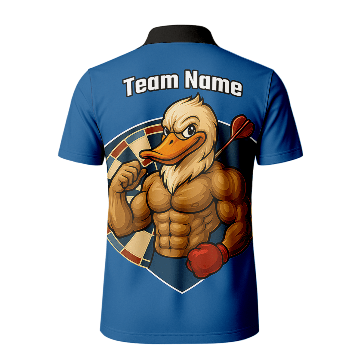 Personalisiertes Herren Dart - Polo Shirt mit Muskel - Ente – Blau Weiß | Custom Team Darts Trikot HK2892 - Outfitsuche