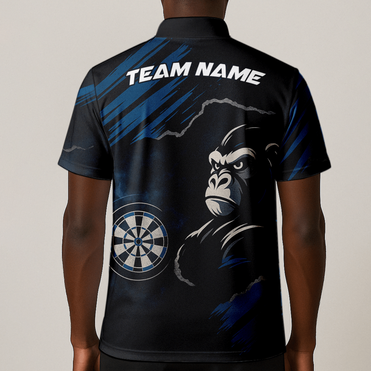 Personalisiertes Herren Dart Polohemd - Gorilla Grunge Schwarz - Blau Y4551 - Outfitsuche