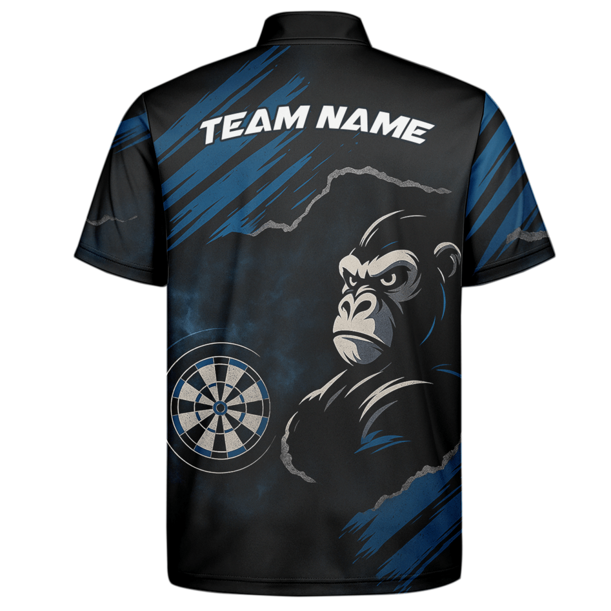 Personalisiertes Herren Dart Polohemd - Gorilla Grunge Schwarz - Blau Y4551 - Outfitsuche