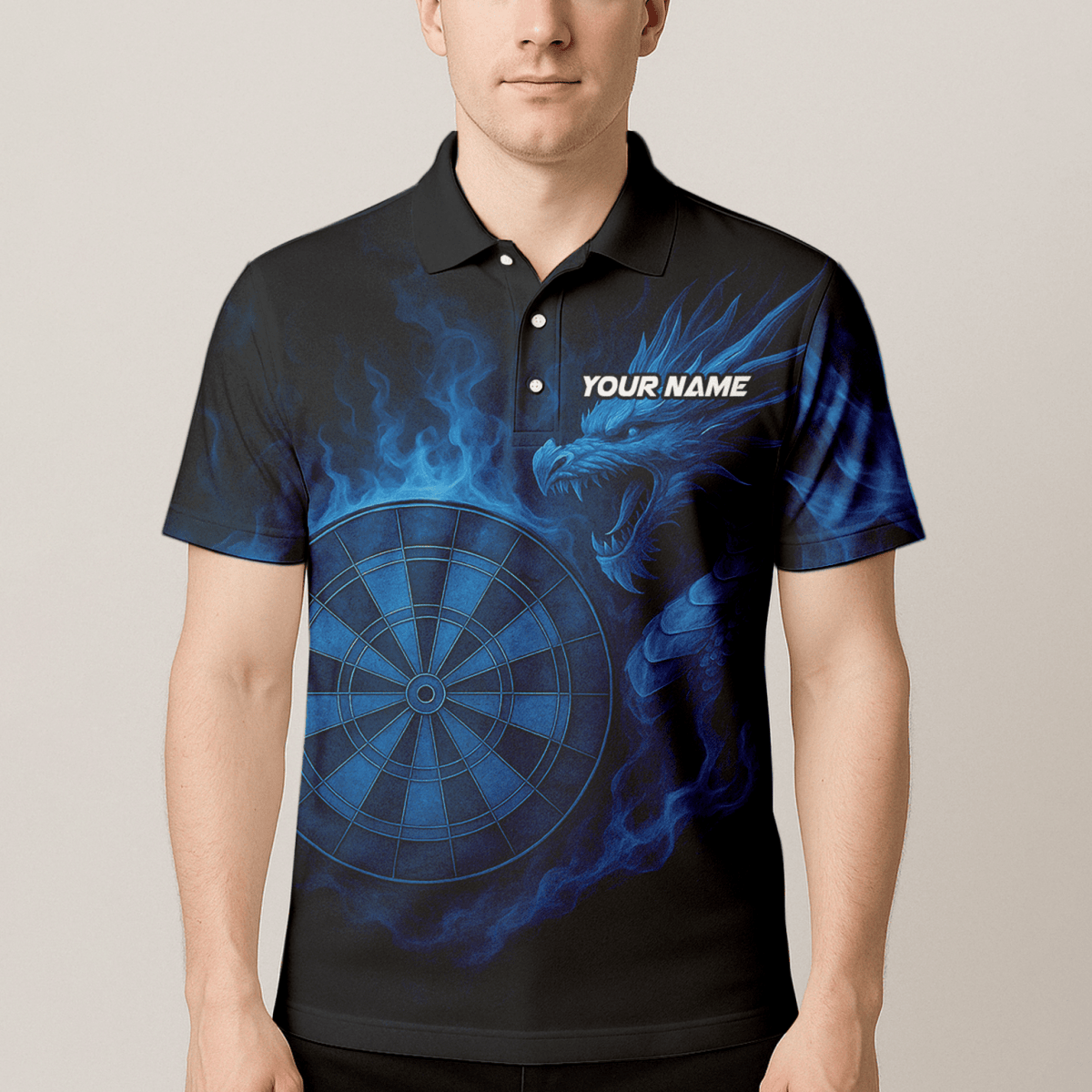 Personalisiertes Herren Dart Polohemd: Mächtiger Tiger Schwarz - Orange M0703 - Outfitsuche