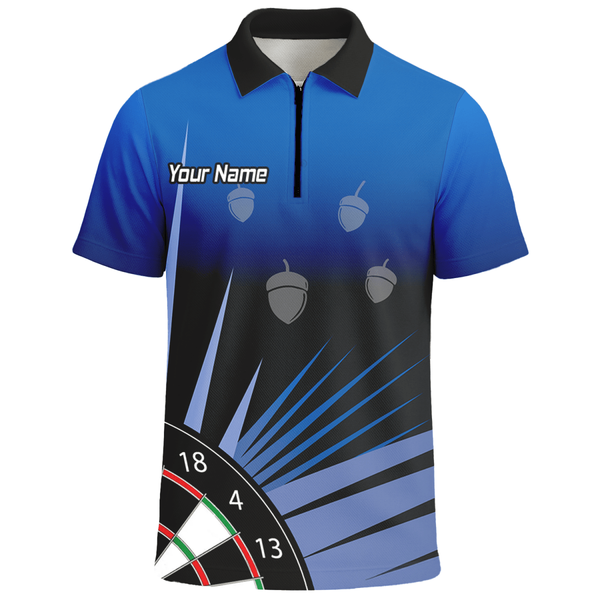 Personalisiertes Herren Dart Poloshirt – Blau - Schwarz mit Eichel - Motiv P4674 - Outfitsuche