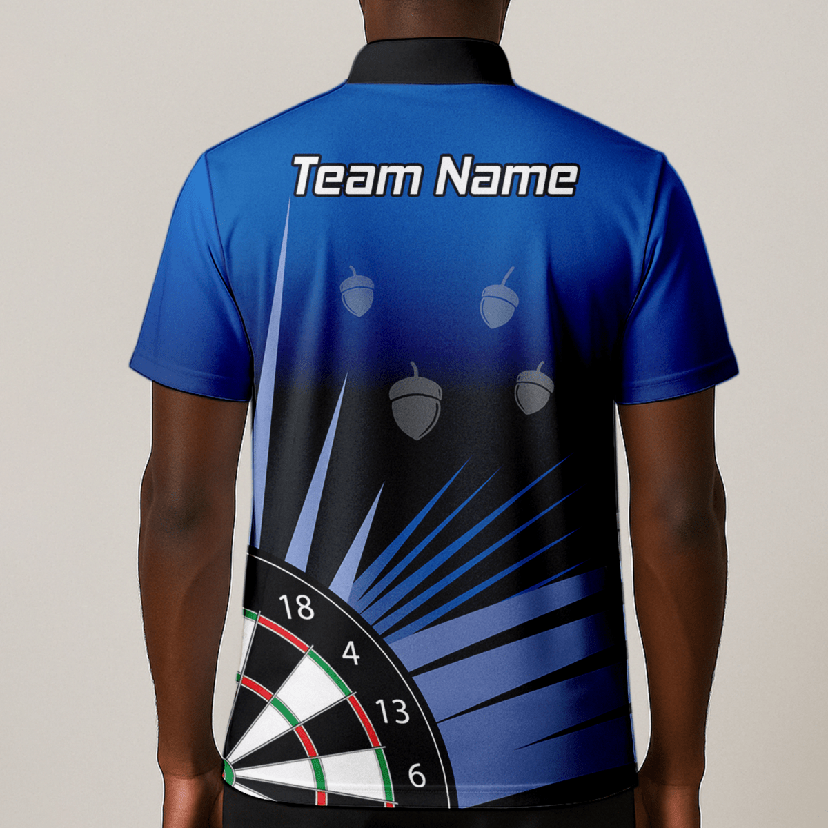Personalisiertes Herren Dart Poloshirt – Blau - Schwarz mit Eichel - Motiv P4674 - Outfitsuche