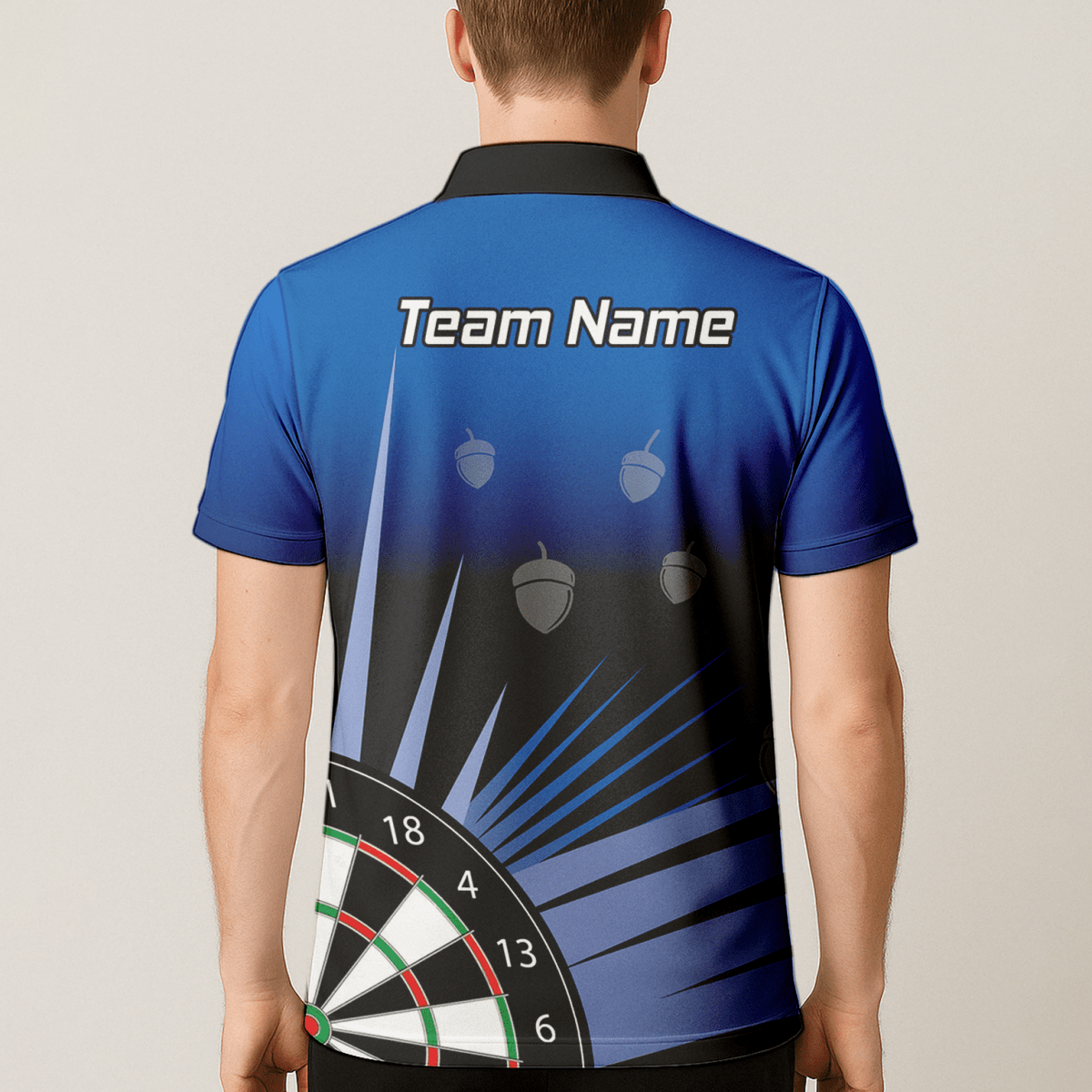 Personalisiertes Herren Dart Poloshirt – Blau - Schwarz mit Eichel - Motiv P4674 - Outfitsuche