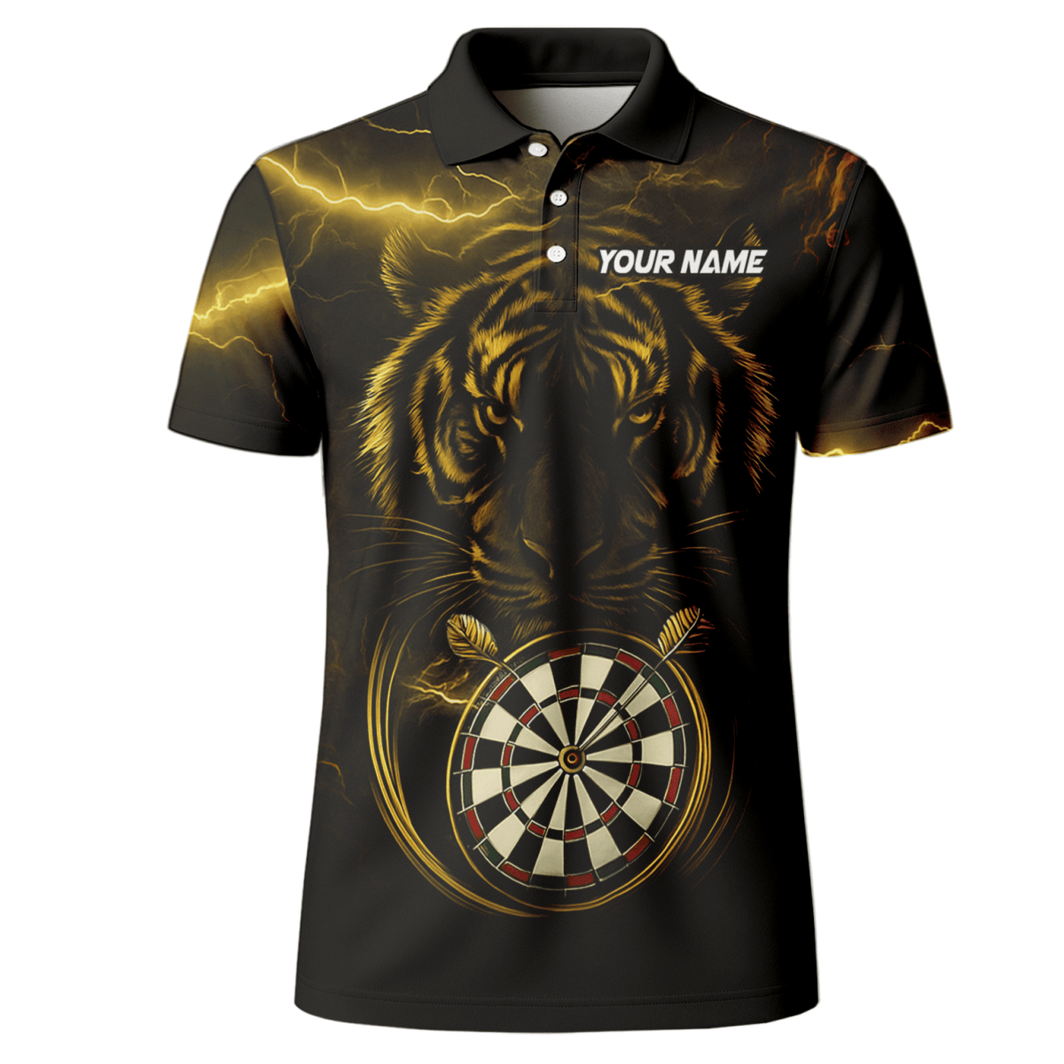 Personalisiertes Herren Dart Poloshirt "Fire Dog" Schwarz - Orange X5692 - Outfitsuche