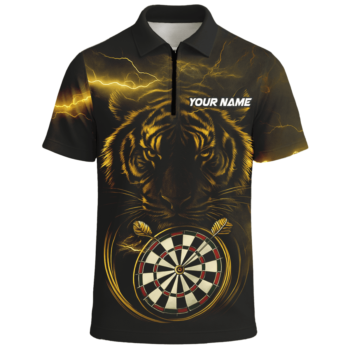 Personalisiertes Herren Dart Poloshirt "Fire Dog" Schwarz - Orange X5692 - Outfitsuche