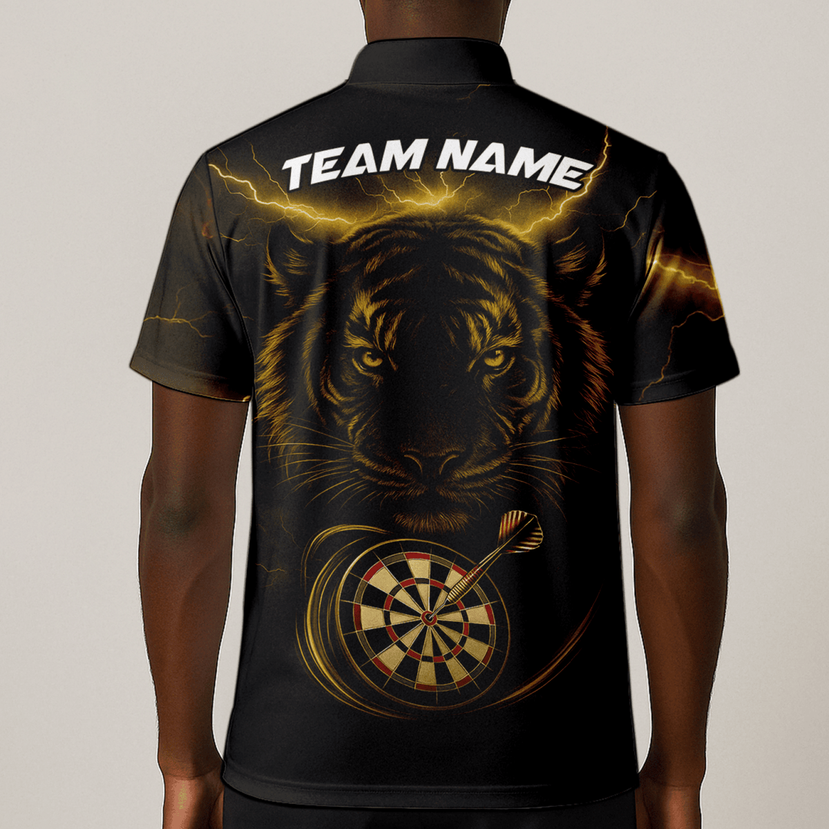 Personalisiertes Herren Dart Poloshirt "Fire Dog" Schwarz - Orange X5692 - Outfitsuche