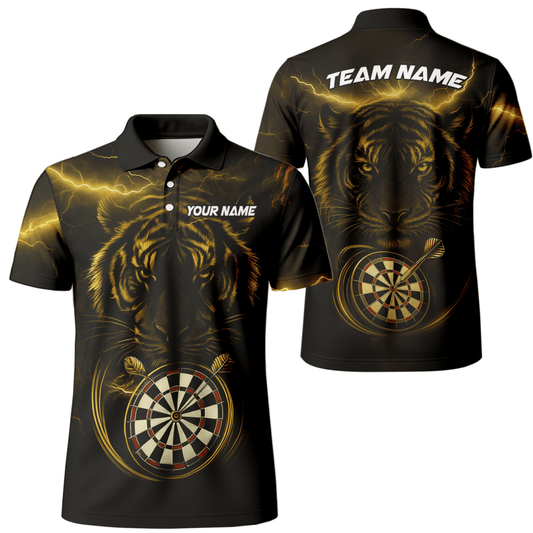 Personalisiertes Herren Dart Poloshirt "Fire Dog" Schwarz - Orange X5692 - Outfitsuche