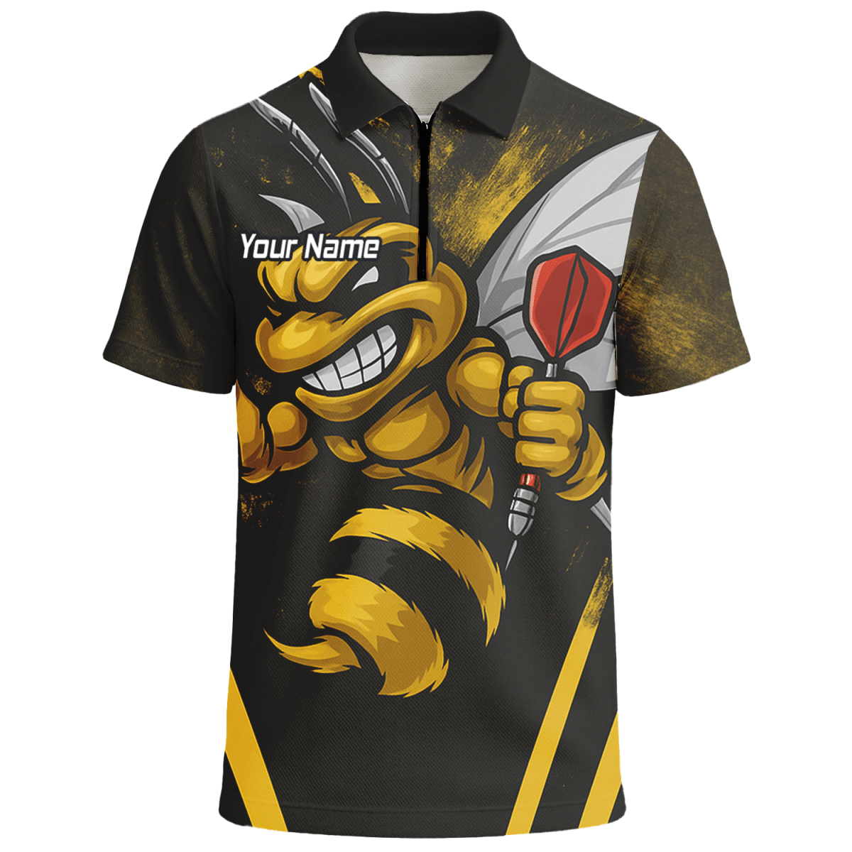 Personalisiertes Herren Dart - Poloshirt Hornisse Schwarz - Gelb A4364 - Outfitsuche