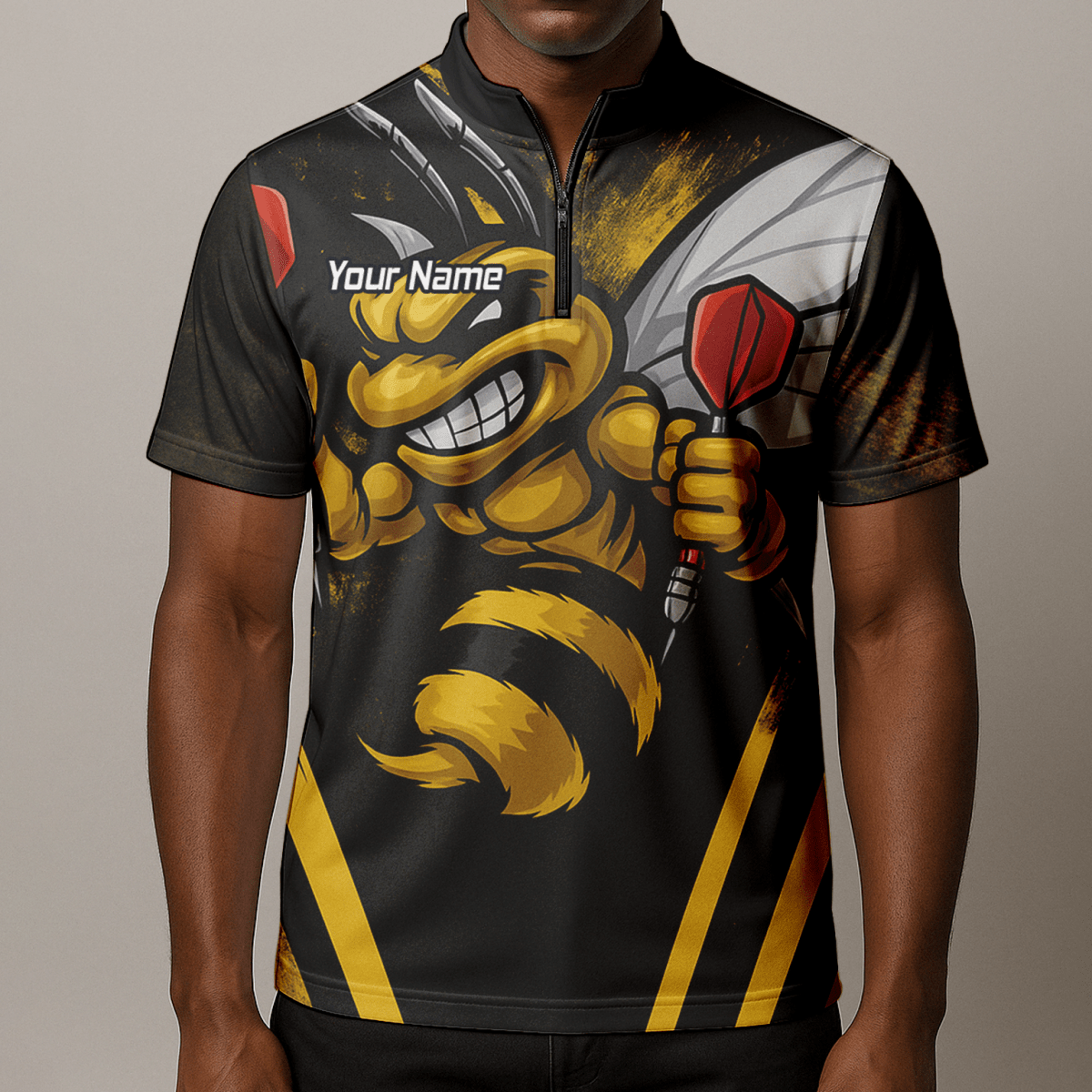 Personalisiertes Herren Dart - Poloshirt Hornisse Schwarz - Gelb A4364 - Outfitsuche