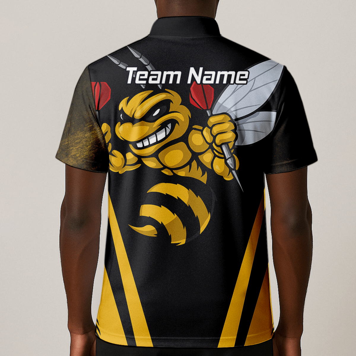 Personalisiertes Herren Dart - Poloshirt Hornisse Schwarz - Gelb A4364 - Outfitsuche