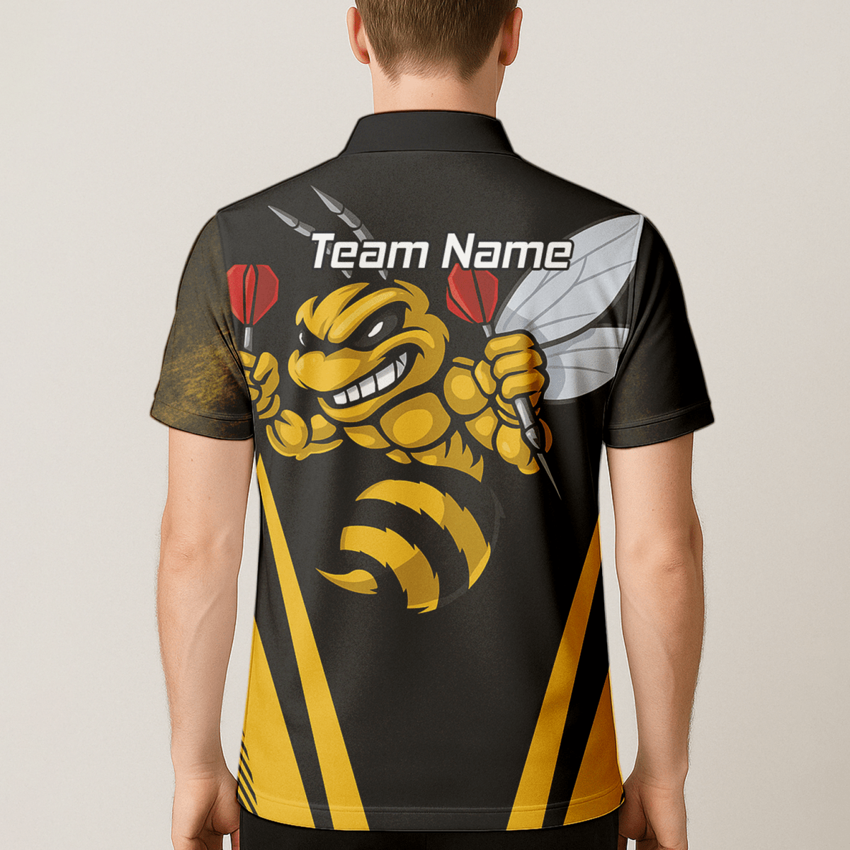 Personalisiertes Herren Dart - Poloshirt Hornisse Schwarz - Gelb A4364 - Outfitsuche