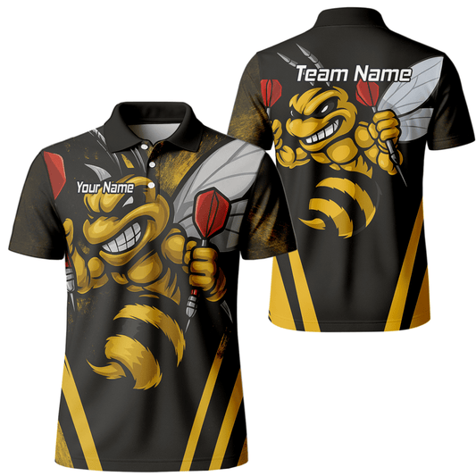 Personalisiertes Herren Dart - Poloshirt Hornisse Schwarz - Gelb A4364 - Outfitsuche