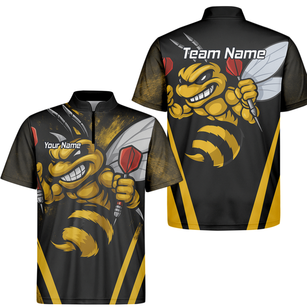 Personalisiertes Herren Dart - Poloshirt Hornisse Schwarz - Gelb A4364 - Outfitsuche