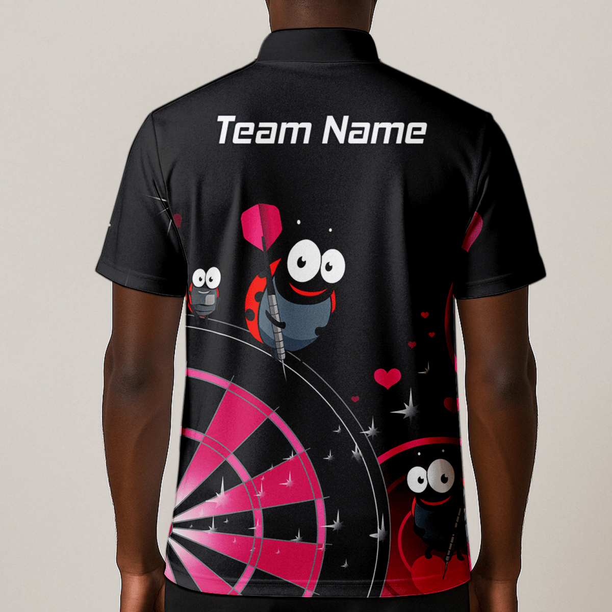 Personalisiertes Herren Dart Poloshirt Marienkäfer Motiv Schwarz Pink E3635 - Outfitsuche