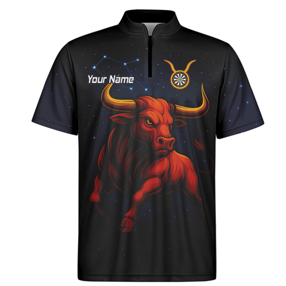 Personalisiertes Herren Dart Poloshirt | Stier Motiv (Taurus) | Schwarz Rot Gold M5020 - Outfitsuche