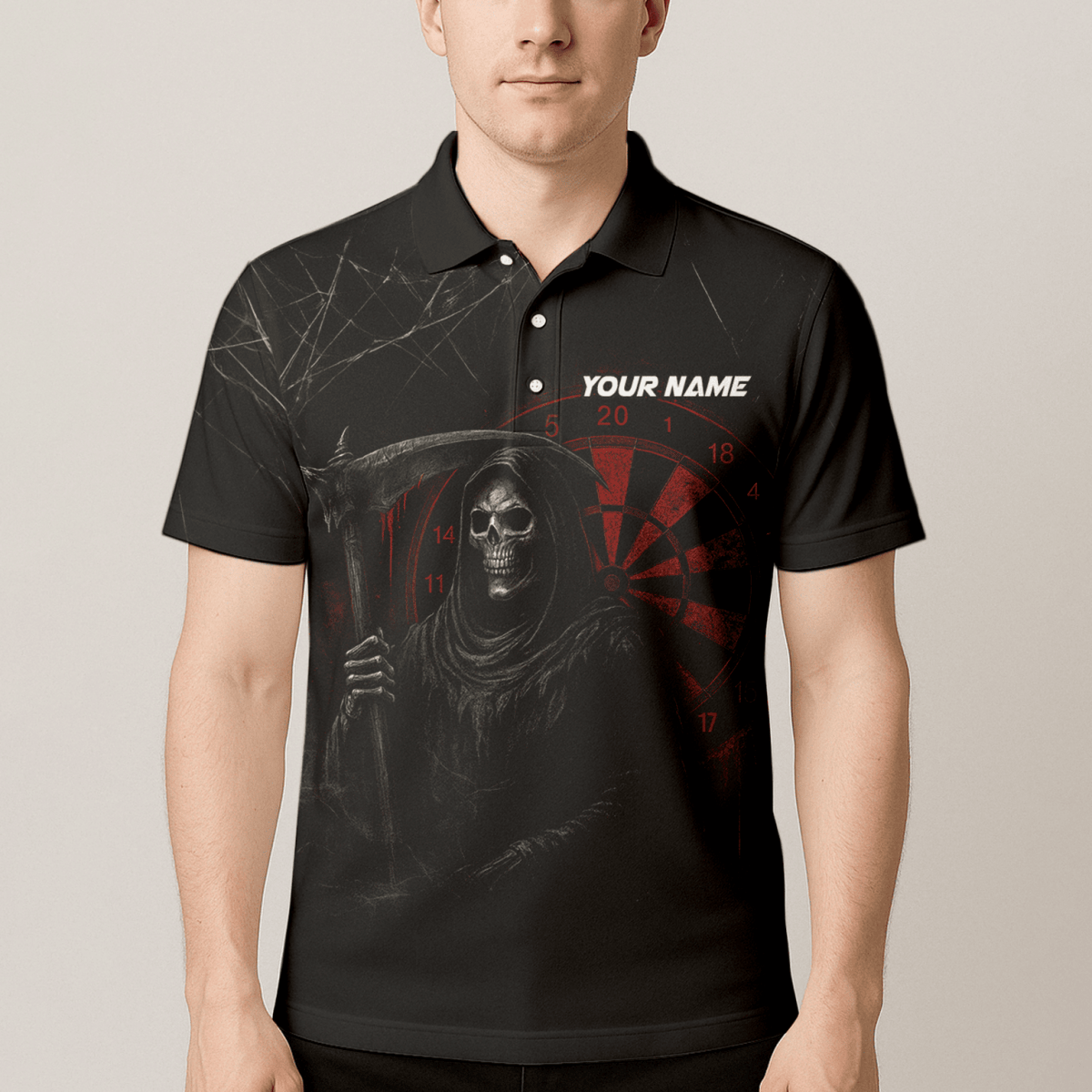 Personalisiertes Herren Dart - Poloshirt Werwolf – Tropisches Design in Nachtblau O7902 - Outfitsuche