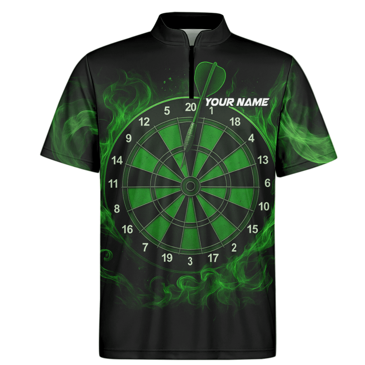 Personalisiertes Herren Dart - Shirt mit blauem Flammendrachen - Motiv, Schwarz U7656 - Outfitsuche