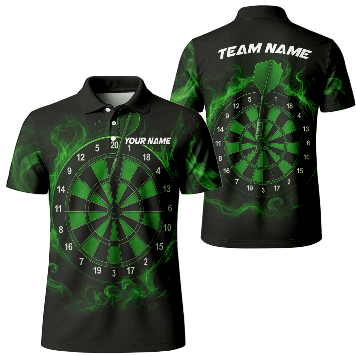 Personalisiertes Herren Dart - Shirt mit blauem Flammendrachen - Motiv, Schwarz U7656 - Outfitsuche