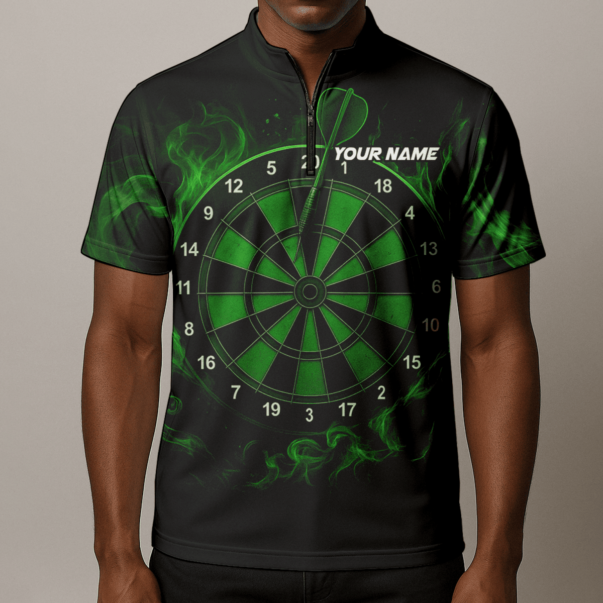 Personalisiertes Herren Dart - Shirt mit blauem Flammendrachen - Motiv, Schwarz U7656 - Outfitsuche