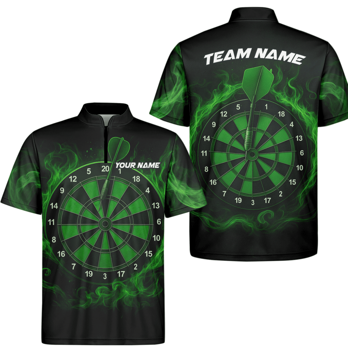 Personalisiertes Herren Dart - Shirt mit blauem Flammendrachen - Motiv, Schwarz U7656 - Outfitsuche
