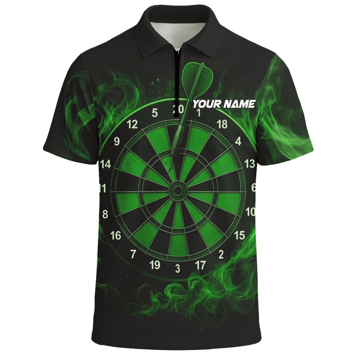 Personalisiertes Herren Dart - Shirt mit blauem Flammendrachen - Motiv, Schwarz U7656 - Outfitsuche