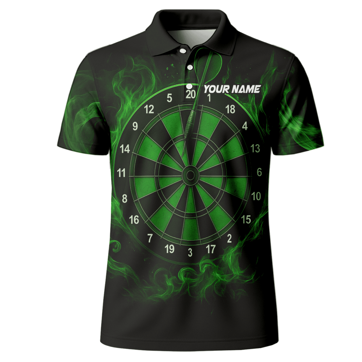 Personalisiertes Herren Dart - Shirt mit blauem Flammendrachen - Motiv, Schwarz U7656 - Outfitsuche