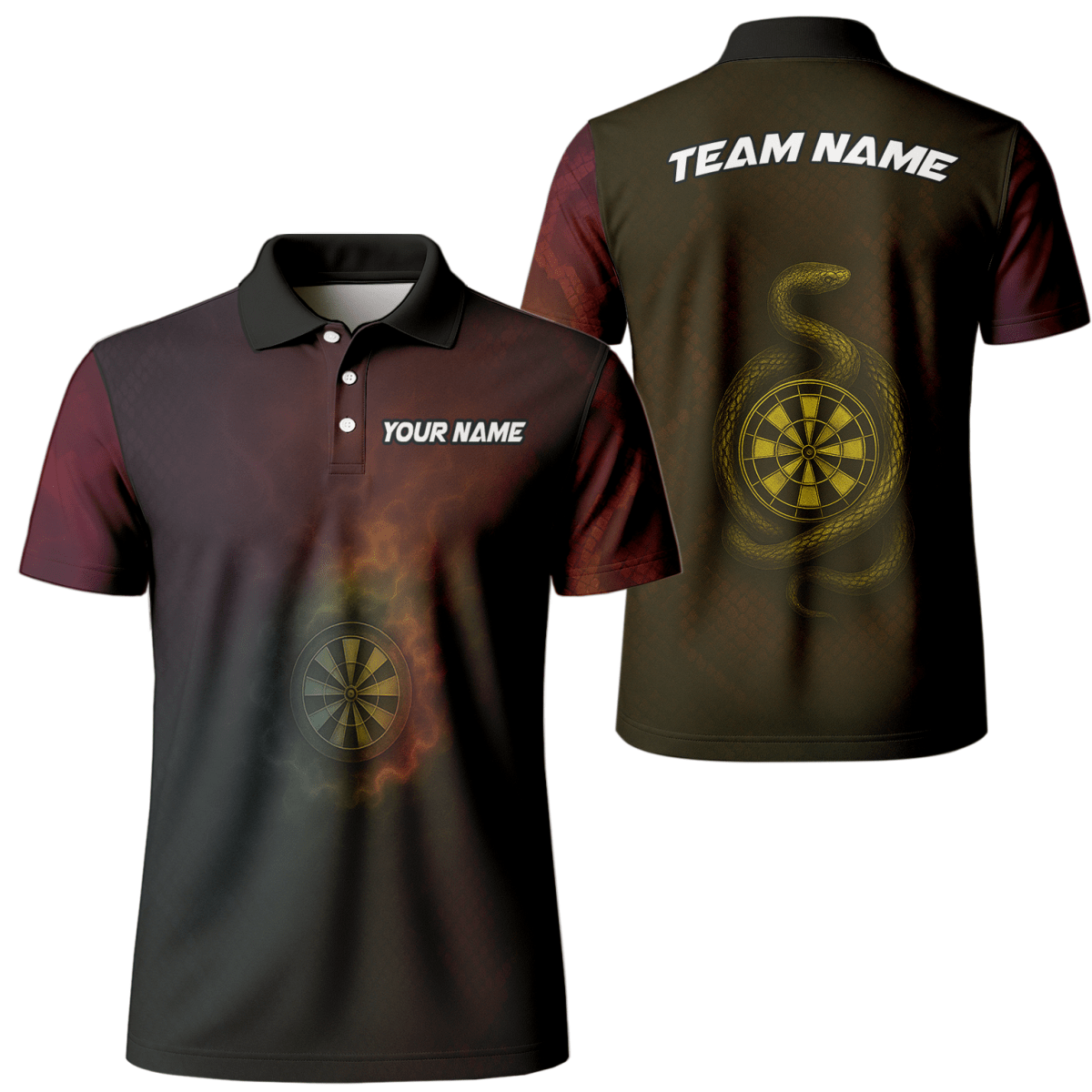 Personalisiertes Herren Dart Trikot Motiv Schlange Feuer Schwarz Rot Gold K8845 - Outfitsuche