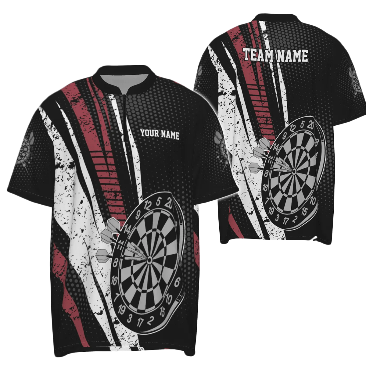 Personalisiertes Herren Darts 1/4 Zip Shirt im Retro-Geometrie-Stil, Dart Trikot für Männer O275 - Outfitsuche