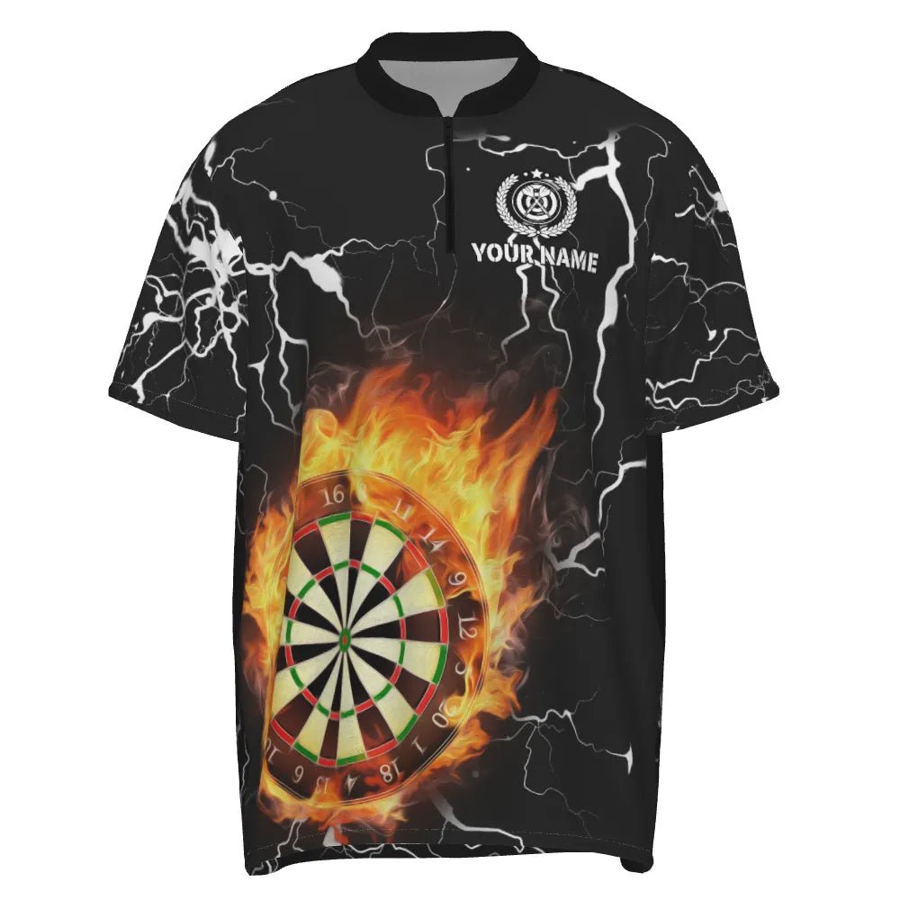 Personalisiertes Herren Darts 1/4 Zip Shirt mit Flammenblitz-Motiv, Blitz und Donner Darts Trikot Z860 - Outfitsuche