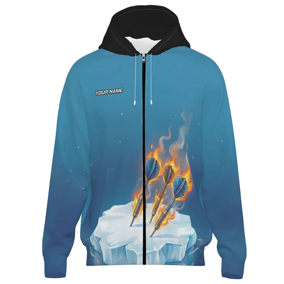 Personalisiertes Herren Darts Jacke – Feurige Gans auf Eis Design mit Wunschname für Teams Kapuzenjacke K5632 - Outfitsuche