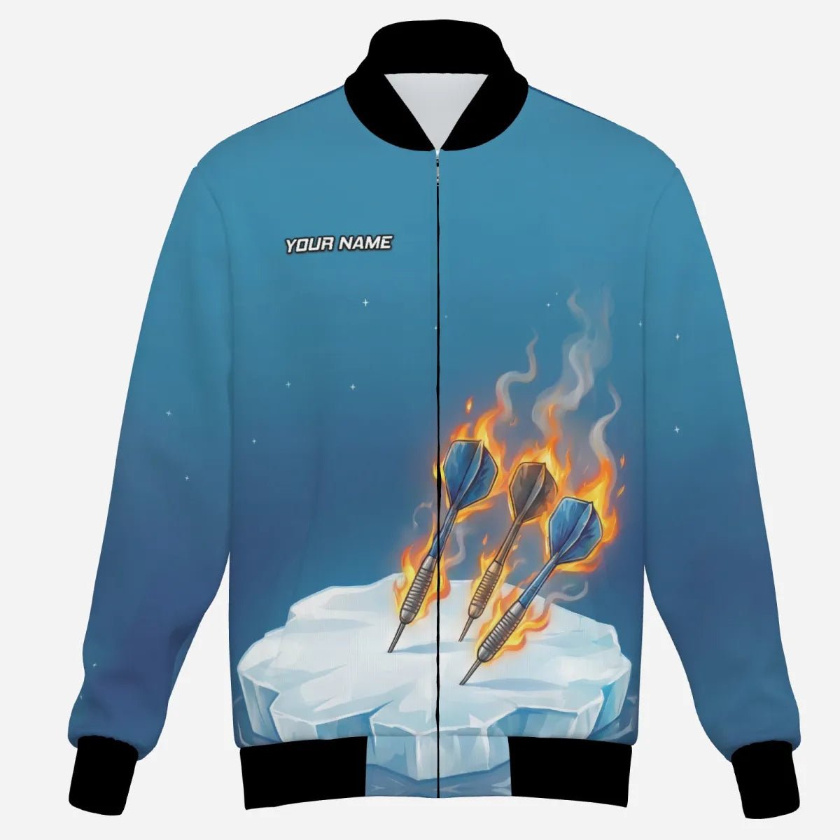 Personalisiertes Herren Darts Jacke – Feurige Gans auf Eis Design mit Wunschname für Teams Kapuzenjacke K5632 - Outfitsuche