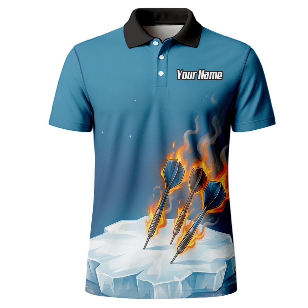 Personalisiertes Herren Darts Polo Shirt – Feurige Gans auf Eis Design mit Wunschname für Teams K5632 - Outfitsuche