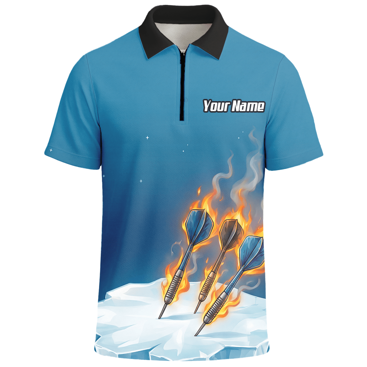 Personalisiertes Herren Darts Polo Shirt – Feurige Gans auf Eis Design mit Wunschname für Teams K5632 - Outfitsuche