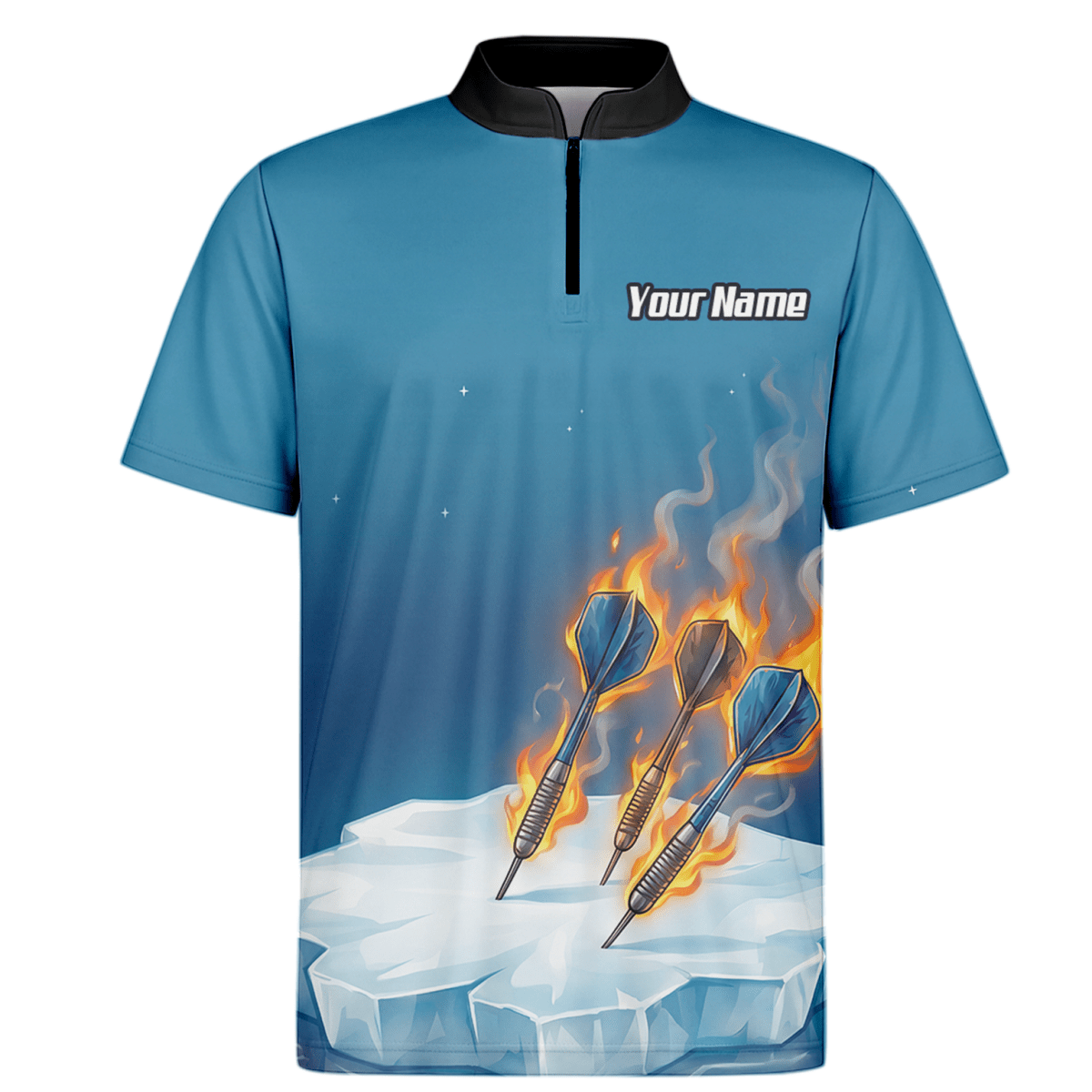 Personalisiertes Herren Darts Polo Shirt – Feurige Gans auf Eis Design mit Wunschname für Teams K5632 - Outfitsuche