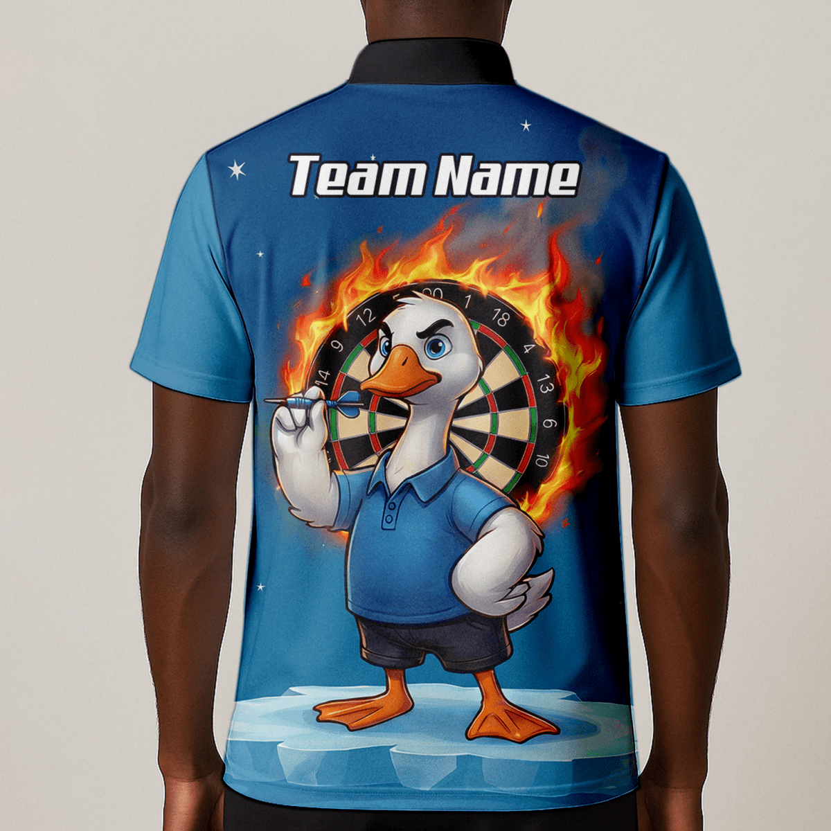 Personalisiertes Herren Darts Polo Shirt – Feurige Gans auf Eis Design mit Wunschname für Teams K5632 - Outfitsuche