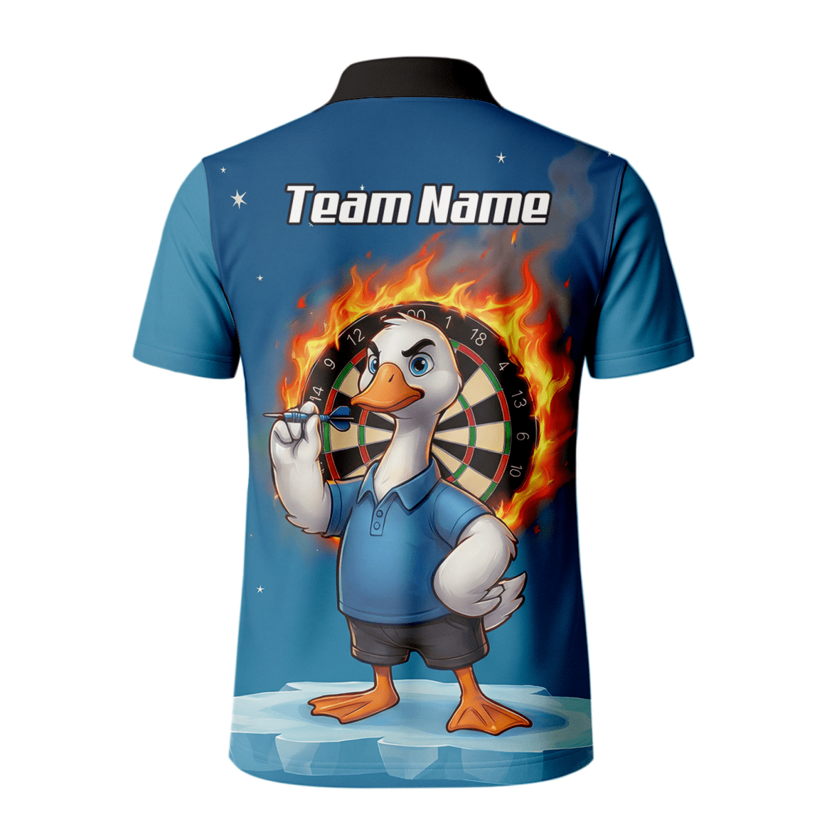 Personalisiertes Herren Darts Polo Shirt – Feurige Gans auf Eis Design mit Wunschname für Teams K5632 - Outfitsuche