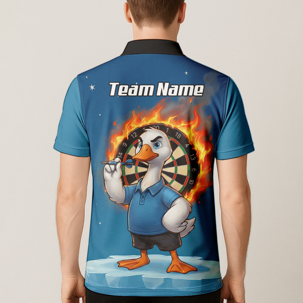 Personalisiertes Herren Darts Polo Shirt – Feurige Gans auf Eis Design mit Wunschname für Teams K5632 - Outfitsuche