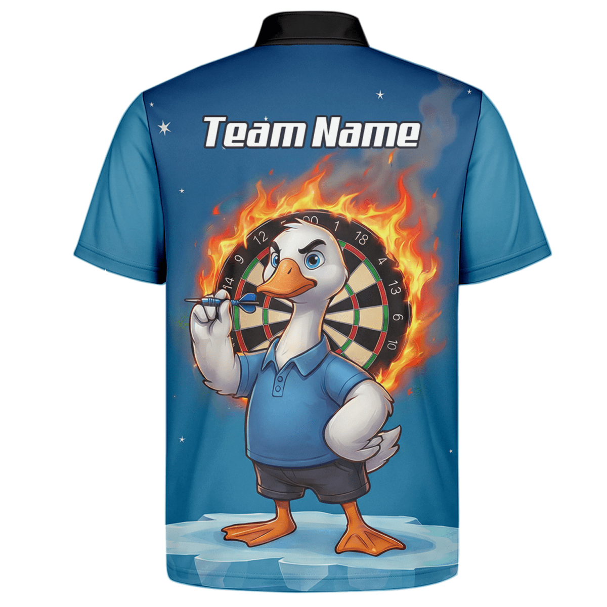 Personalisiertes Herren Darts Polo Shirt – Feurige Gans auf Eis Design mit Wunschname für Teams K5632 - Outfitsuche
